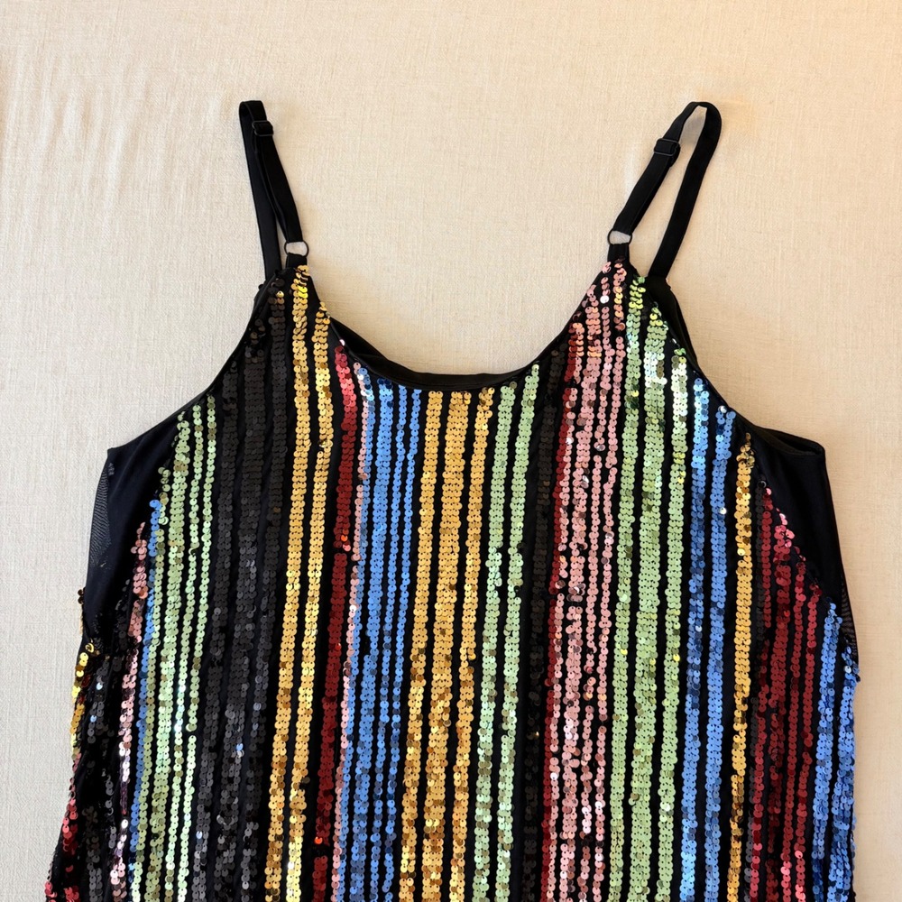 Torrid Disco Rainbow Sequin Trapeze Mini Party Dress Plus Size 2 - Picture 12 of 12